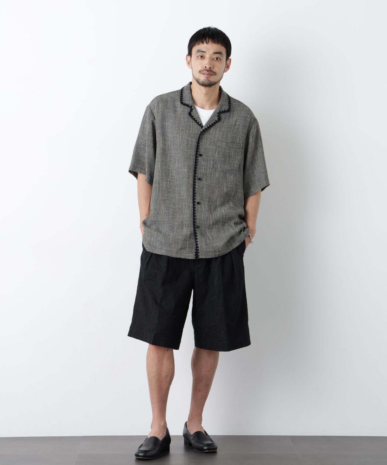 「OtoNANO」×masoret 総柄刺繍ショートパンツ(セットアップ可)