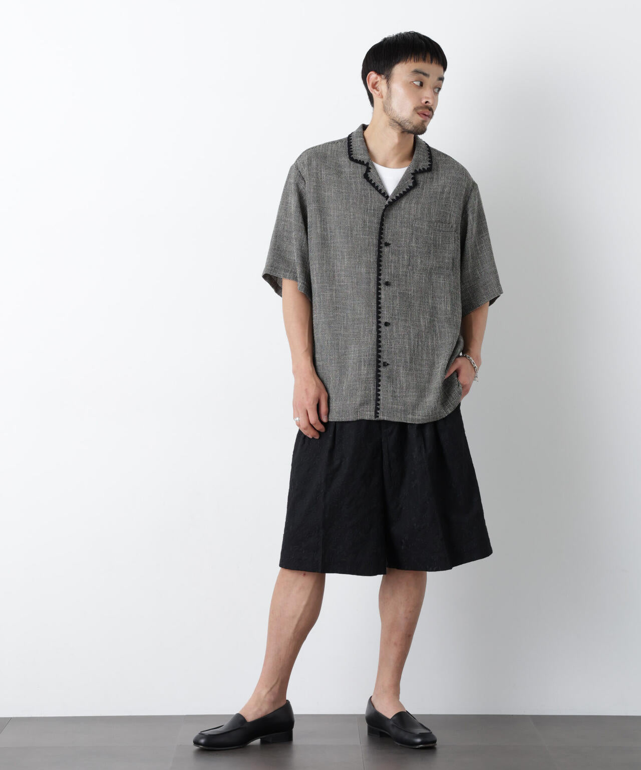 「OtoNANO」×masoret 総柄刺繍ショートパンツ(セットアップ可)