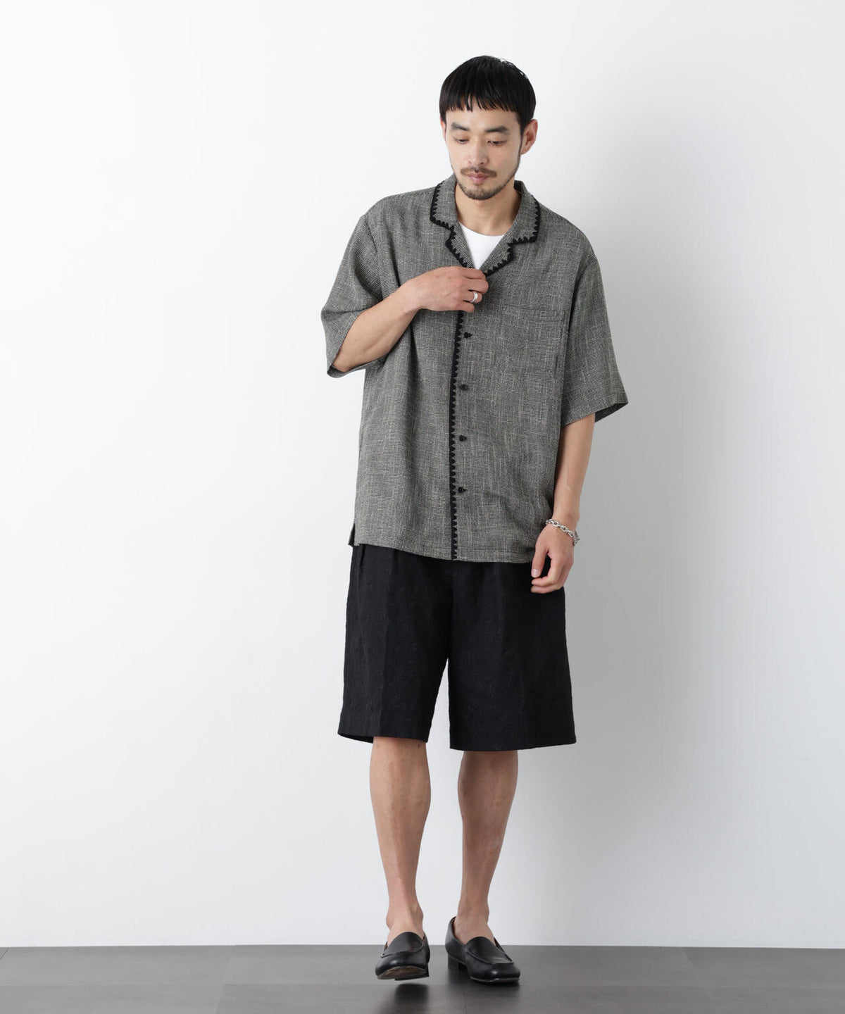 「OtoNANO」×masoret 総柄刺繍ショートパンツ(セットアップ可)