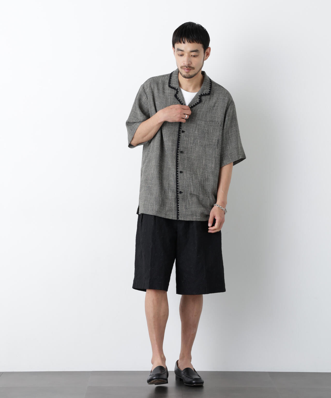 「OtoNANO」×masoret 総柄刺繍ショートパンツ(セットアップ可)