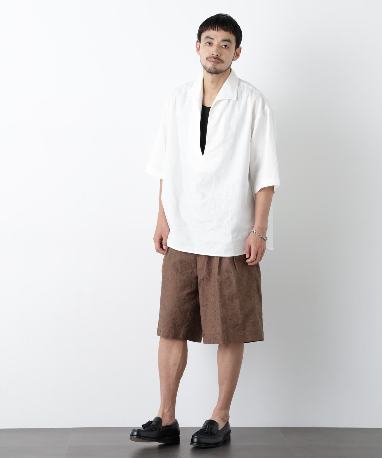 「OtoNANO」×masoret 総柄刺繍ショートパンツ(セットアップ可)