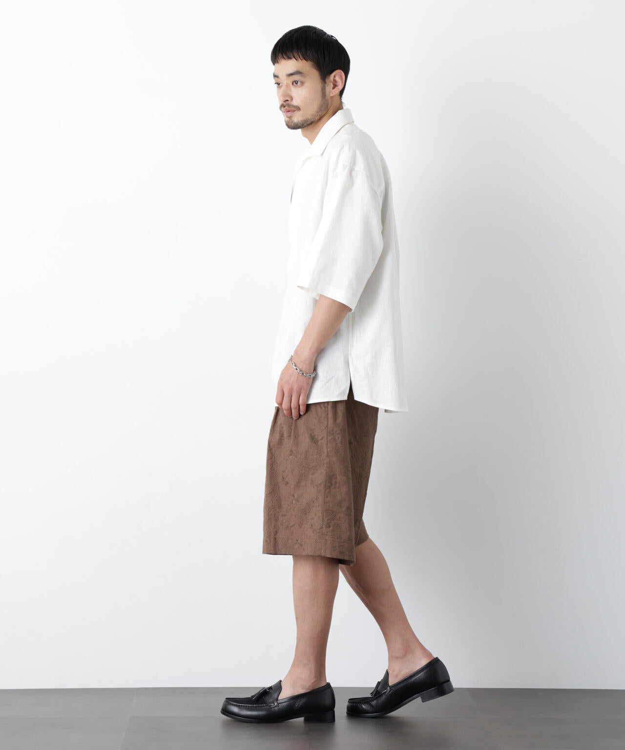「OtoNANO」×masoret 総柄刺繍ショートパンツ(セットアップ可)