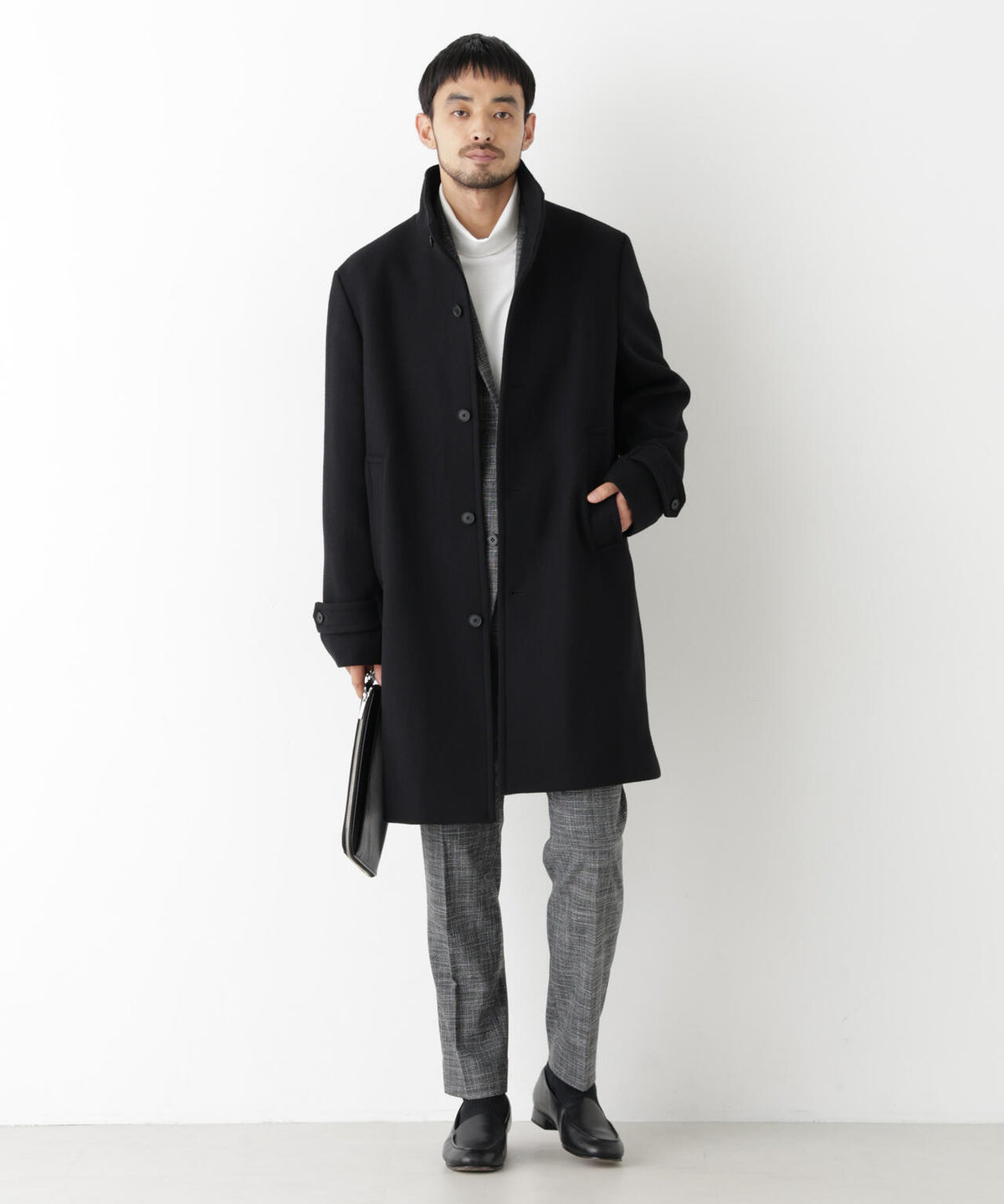 「NEW ON COAT」ウール/Nスタンドカラーコート