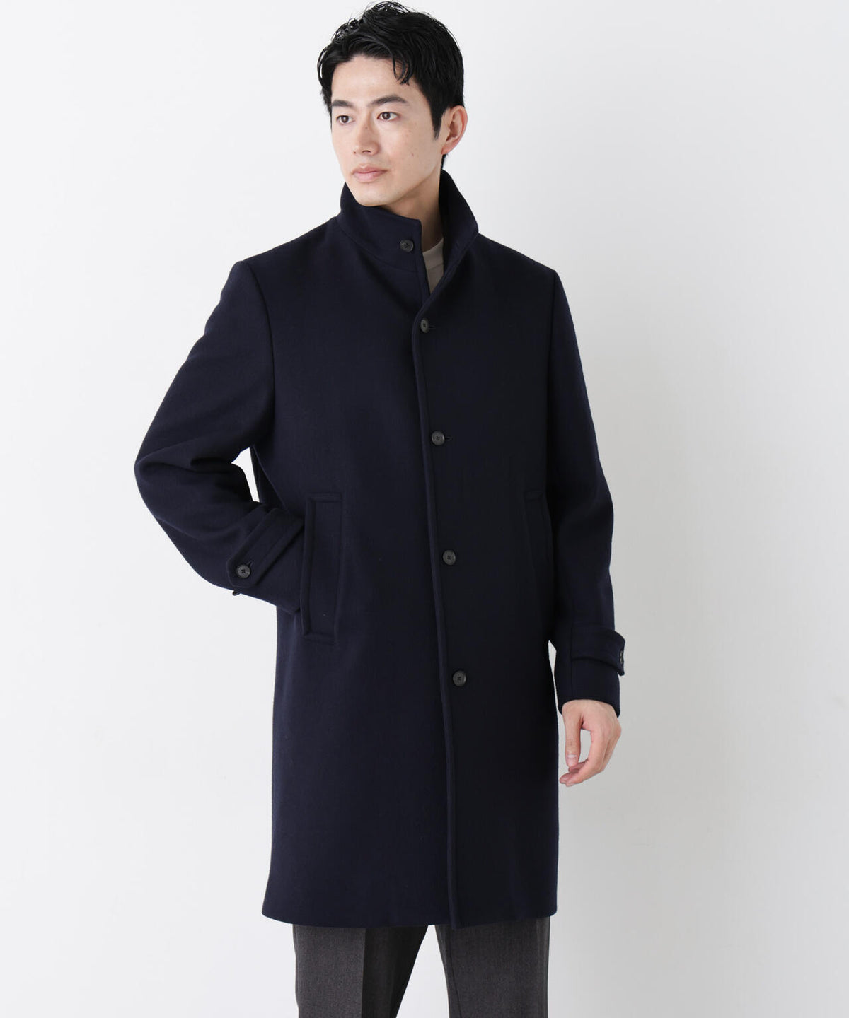 「NEW ON COAT」ウール/Nスタンドカラーコート
