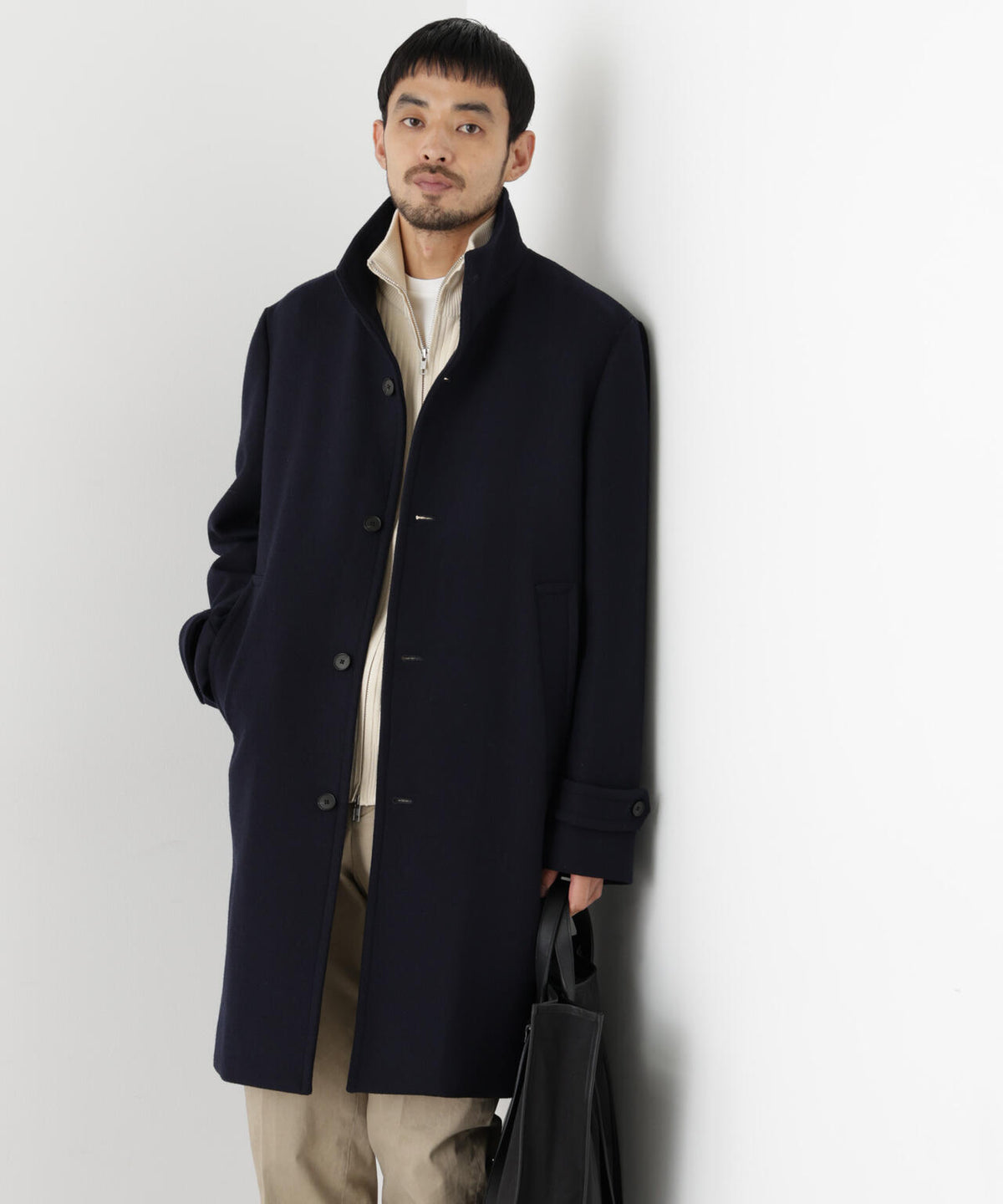 「NEW ON COAT」ウール/Nスタンドカラーコート