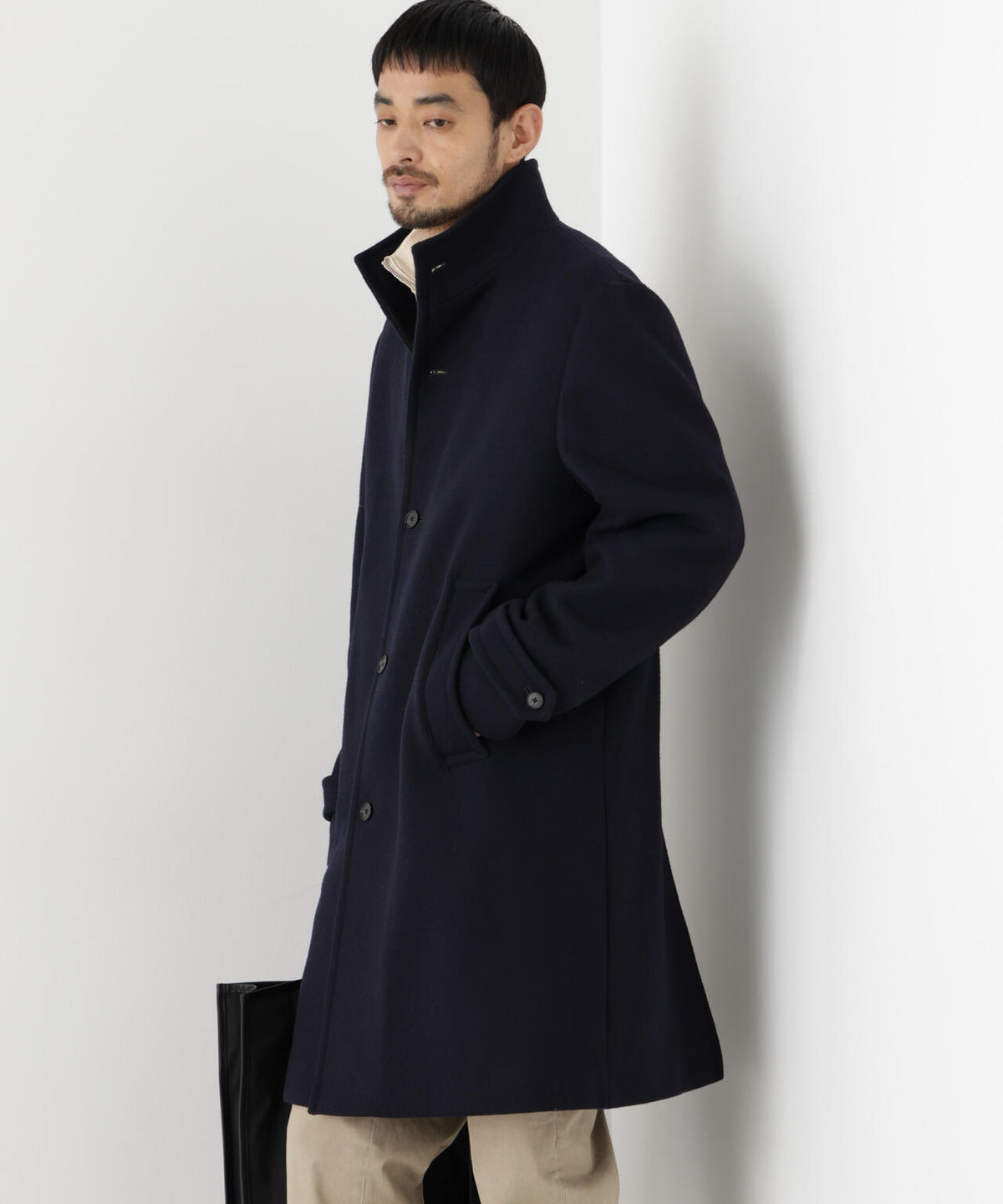 「NEW ON COAT」ウール/Nスタンドカラーコート