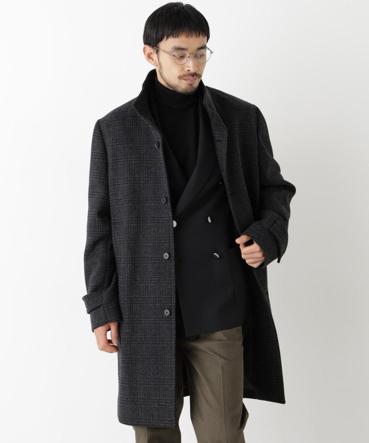 「NEW ON COAT」ウール/Nスタンドカラーコート