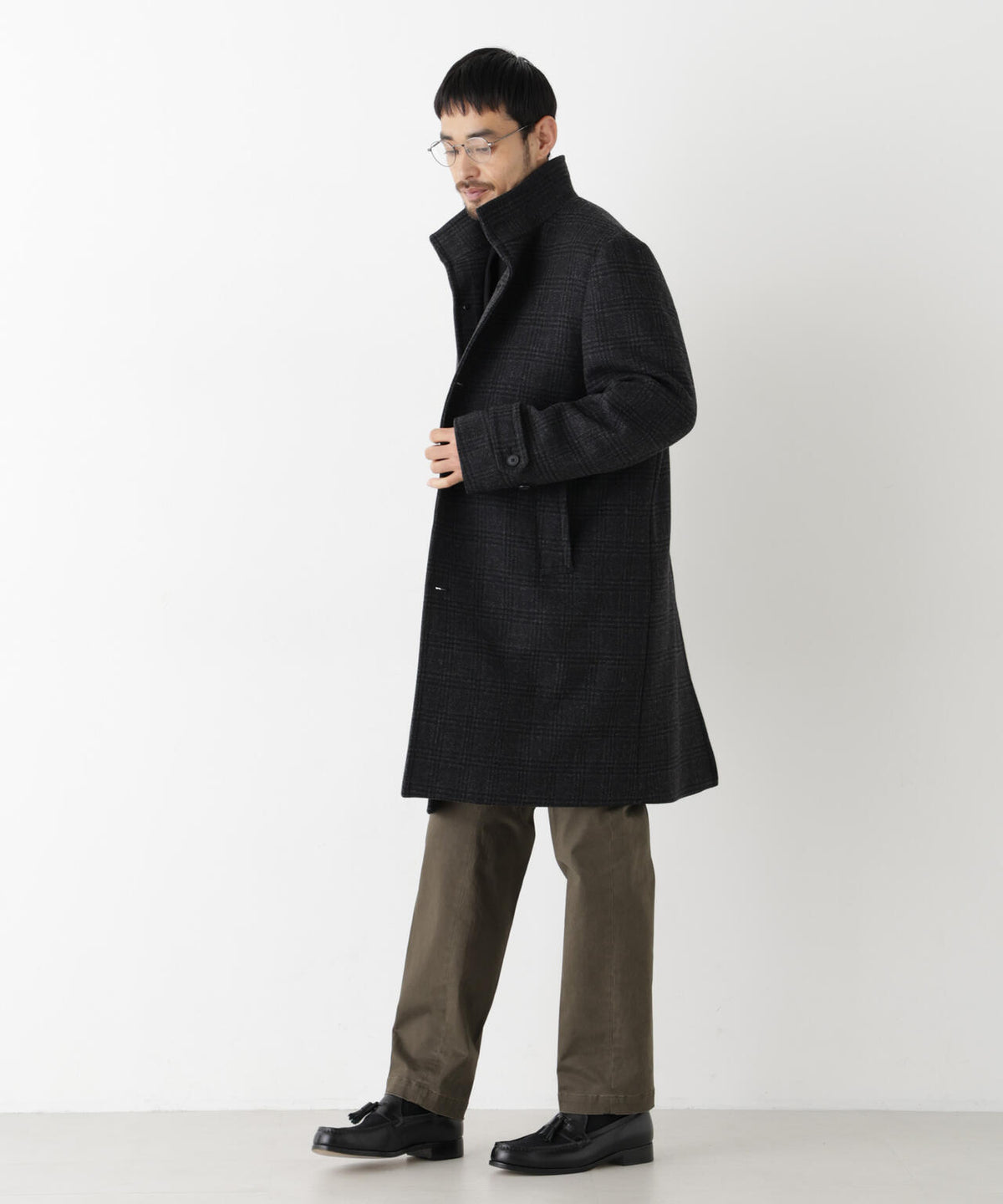「NEW ON COAT」ウール/Nスタンドカラーコート