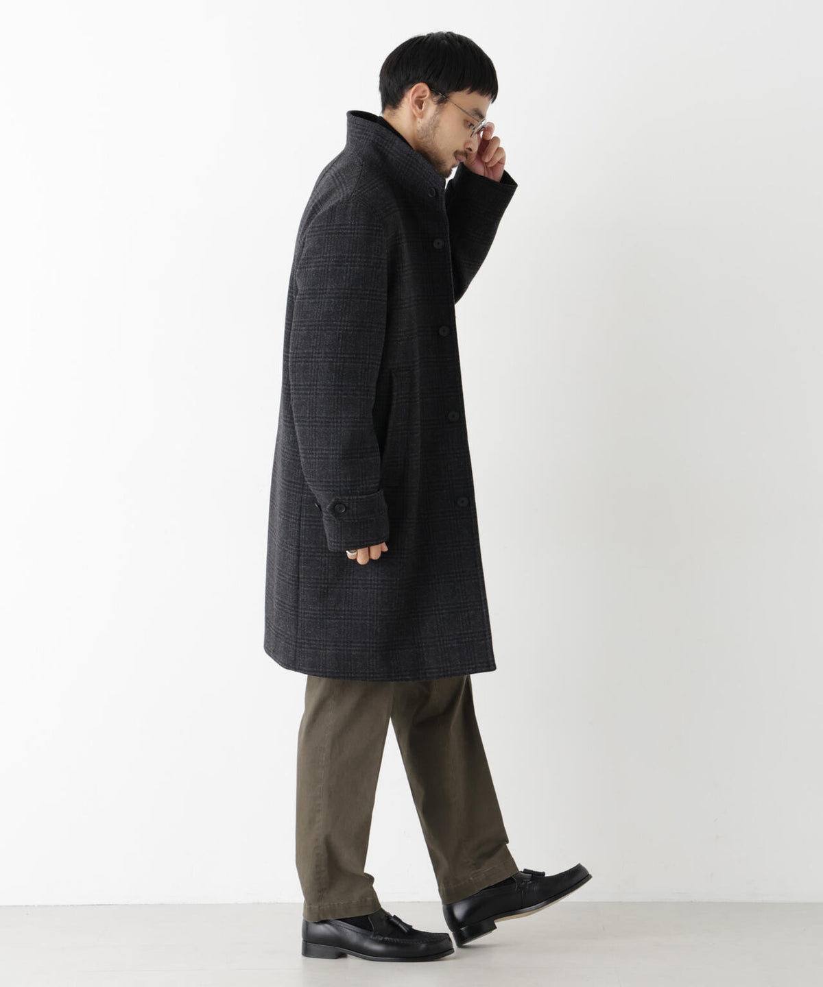 「NEW ON COAT」ウール/Nスタンドカラーコート