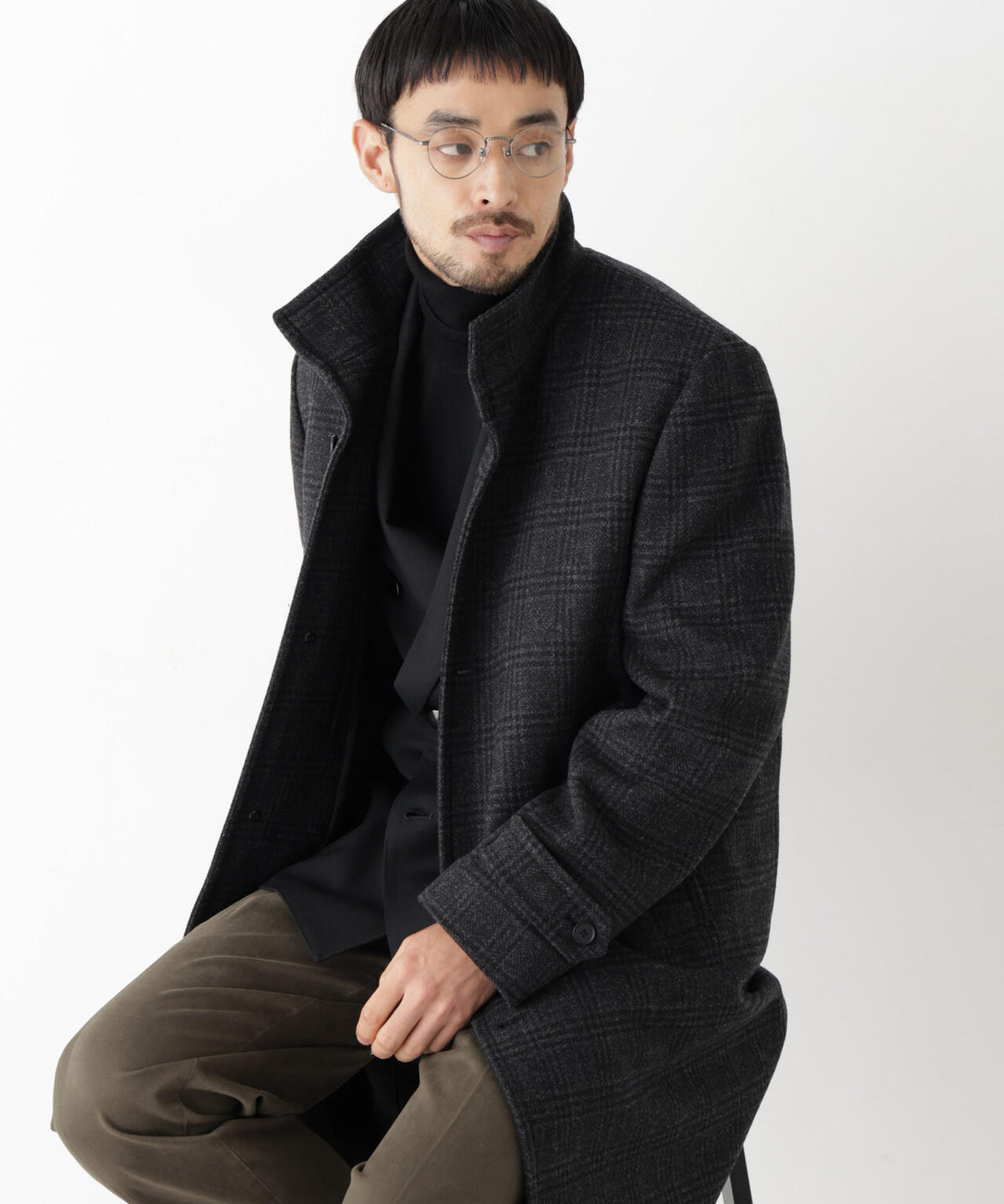 「NEW ON COAT」ウール/Nスタンドカラーコート