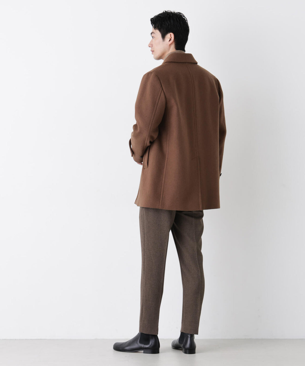「NEW ON COAT」ウール/Nショートステンカラーコート