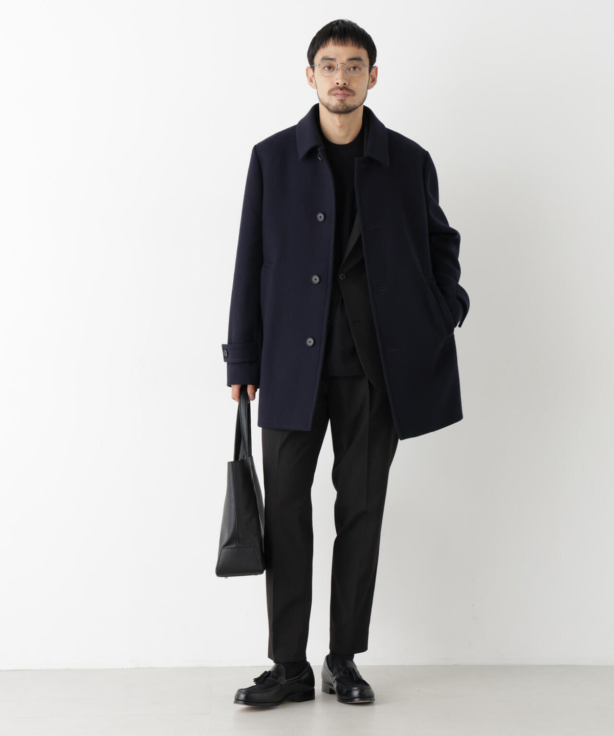「NEW ON COAT」ウール/Nショートステンカラーコート