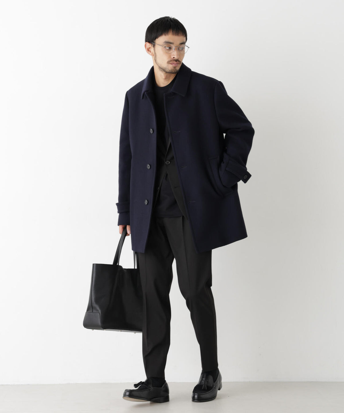 「NEW ON COAT」ウール/Nショートステンカラーコート