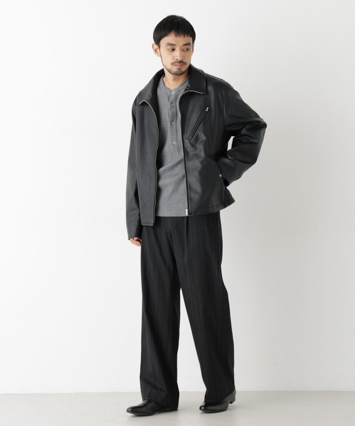 「SURPLUS」 フェイクレザーブルゾン