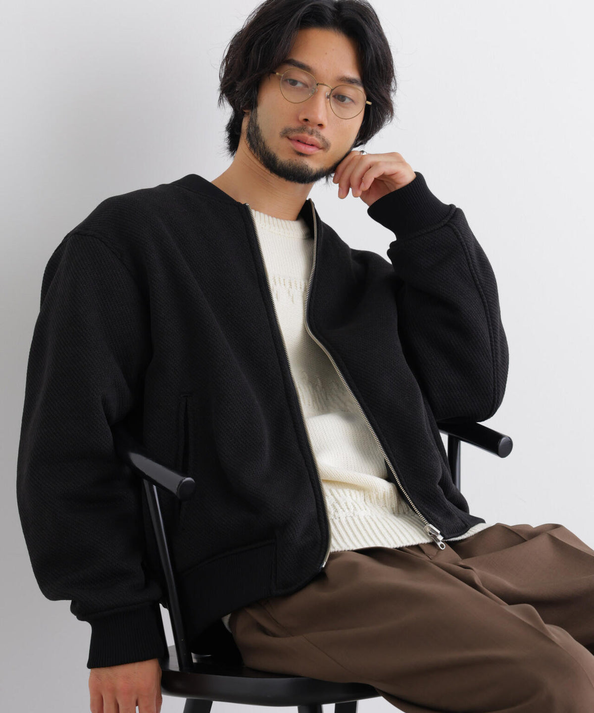 ニットフリースリバーシブルブルゾン
