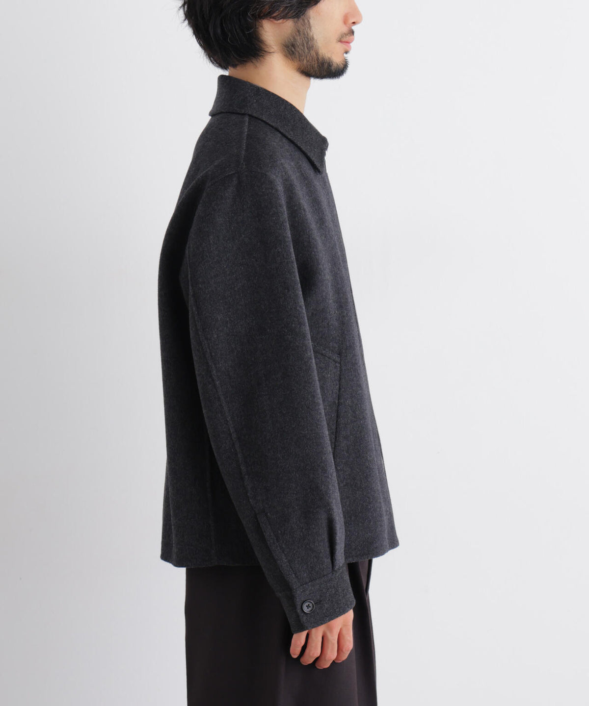 「ASSEMBLANC」 カシミヤブレンドリバーZIPブルゾン