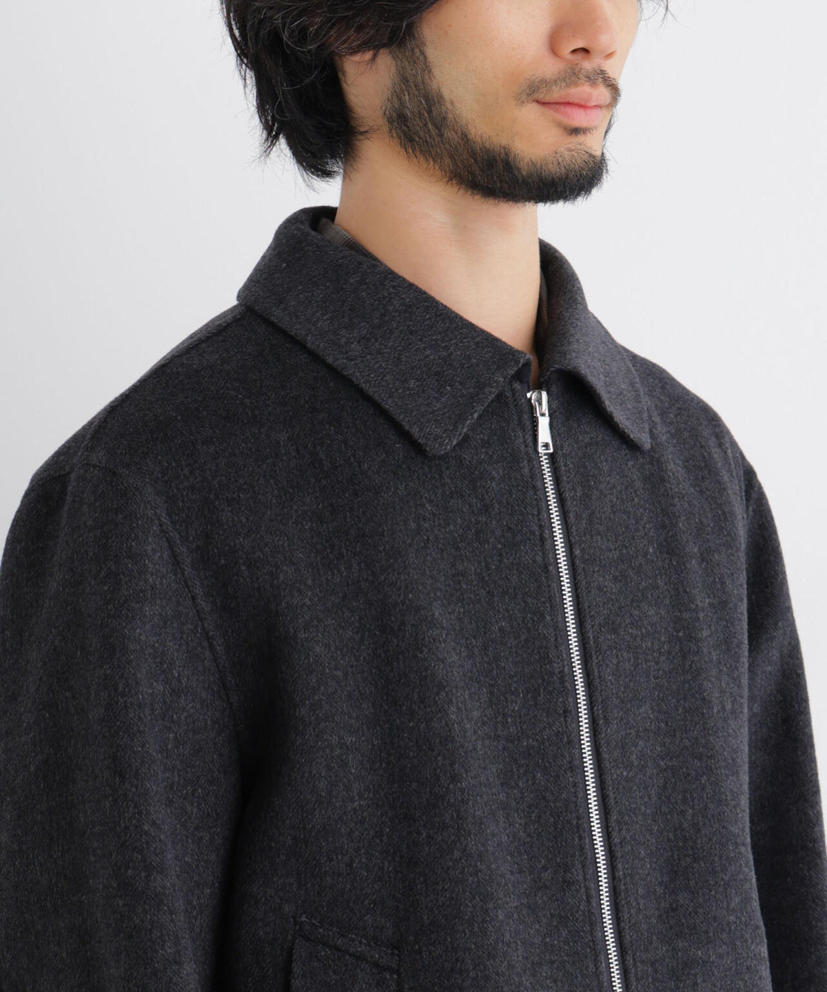 「ASSEMBLANC」 カシミヤブレンドリバーZIPブルゾン