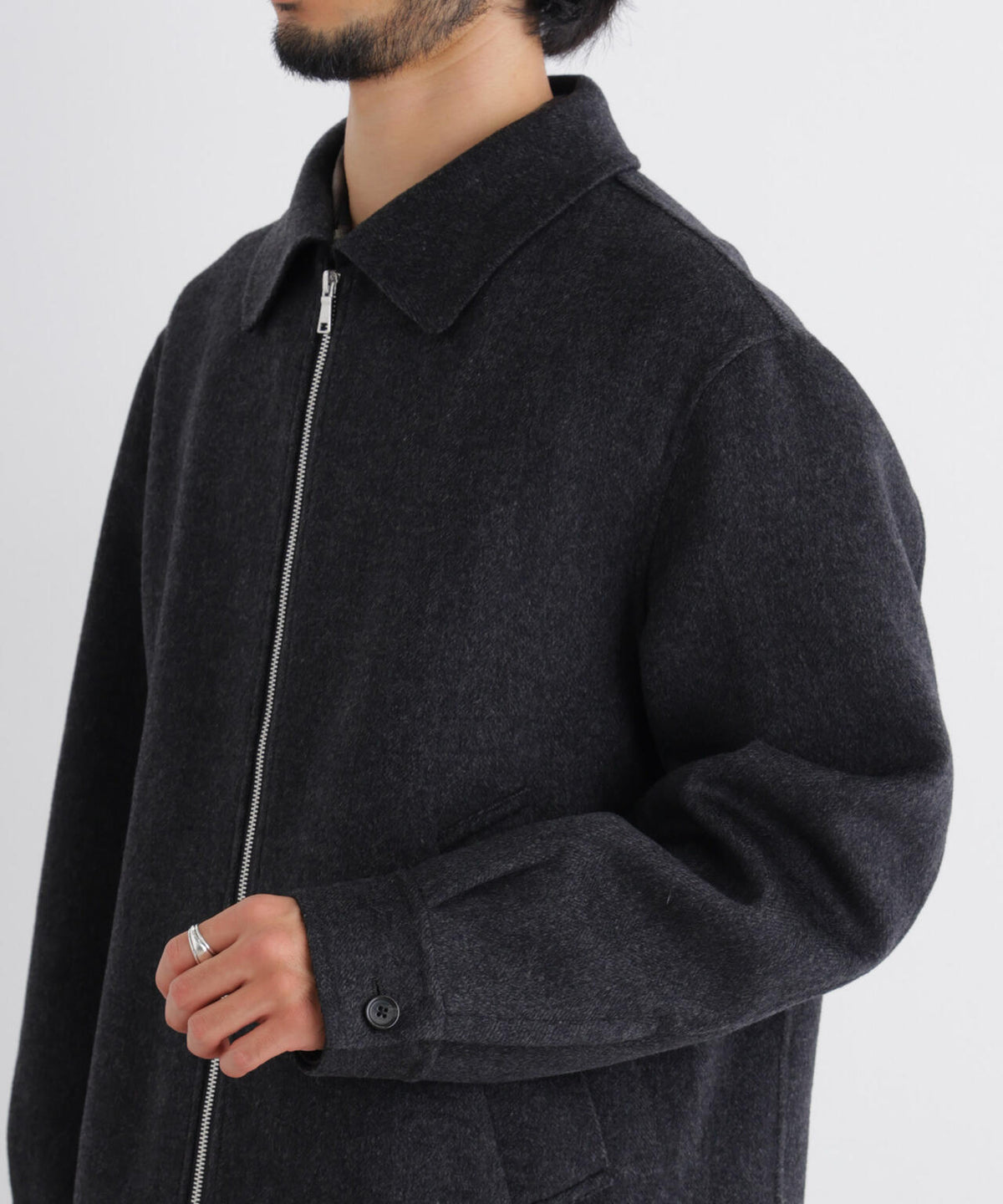 「ASSEMBLANC」 カシミヤブレンドリバーZIPブルゾン