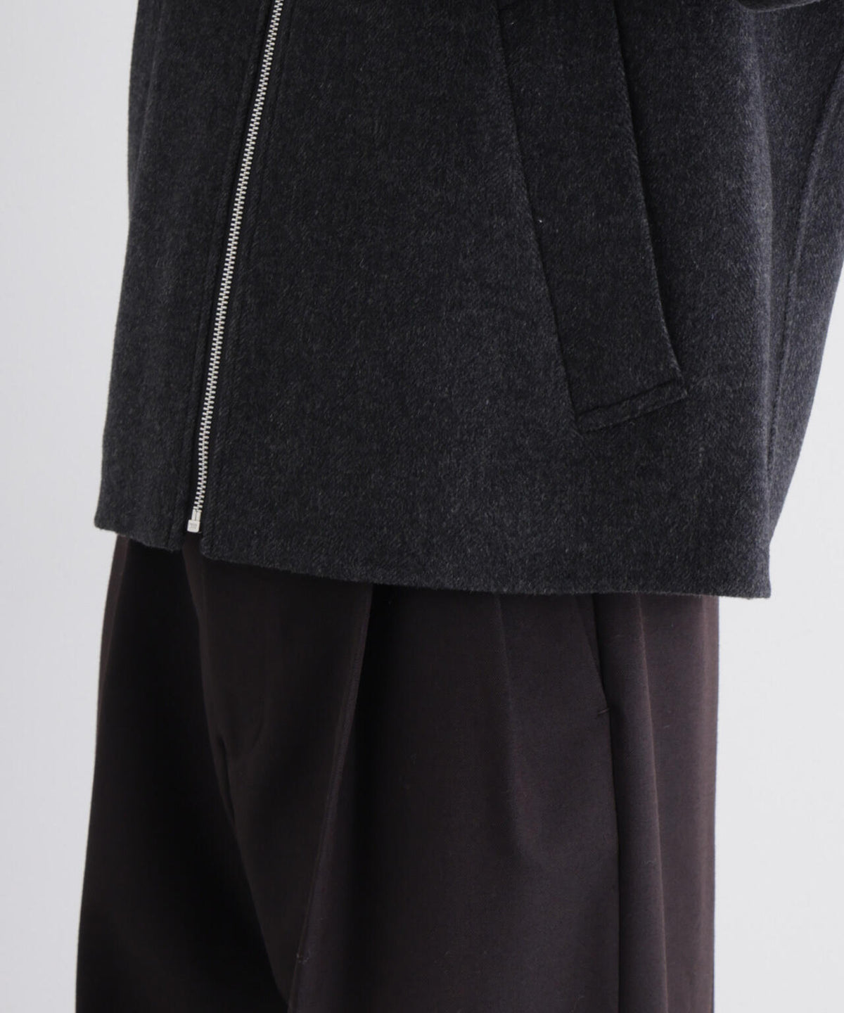 「ASSEMBLANC」 カシミヤブレンドリバーZIPブルゾン
