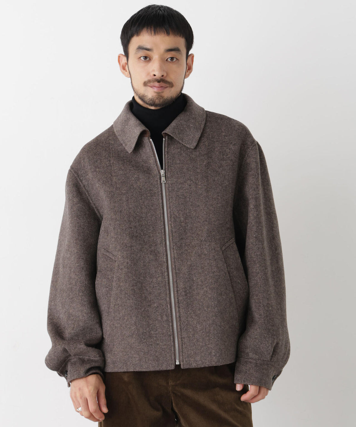 「ASSEMBLANC」 カシミヤブレンドリバーZIPブルゾン
