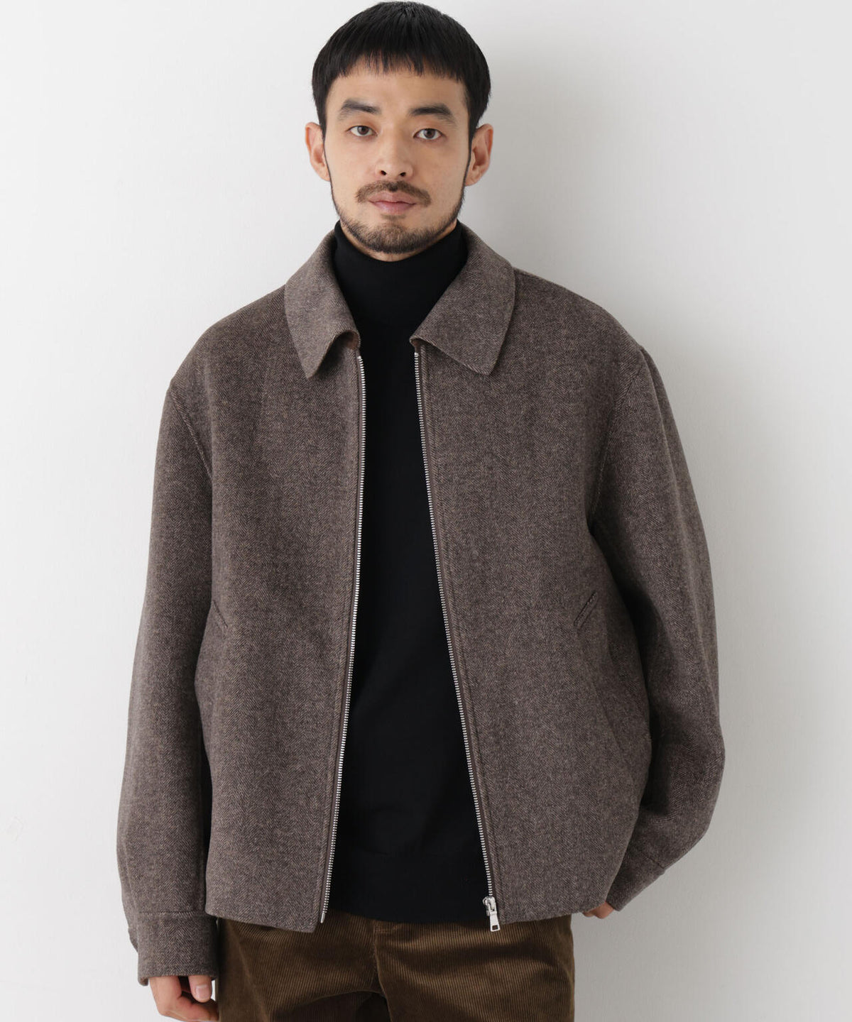 「ASSEMBLANC」 カシミヤブレンドリバーZIPブルゾン