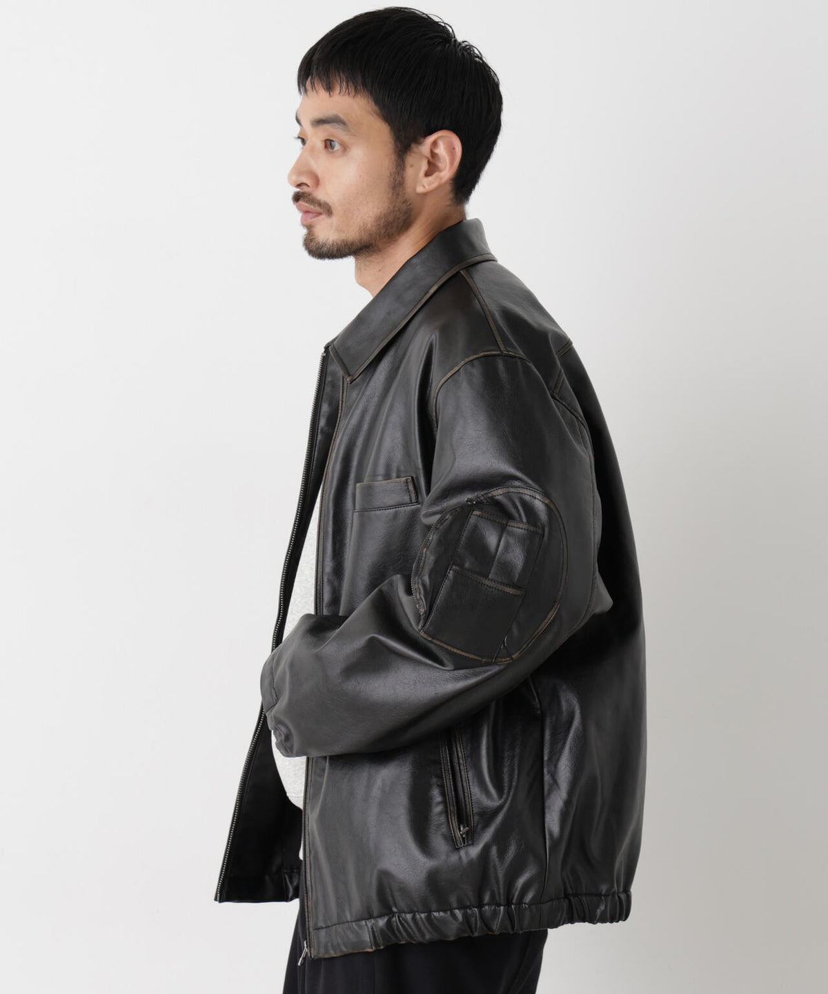 「SURPLUS」フェイクレザーフライトジャケット