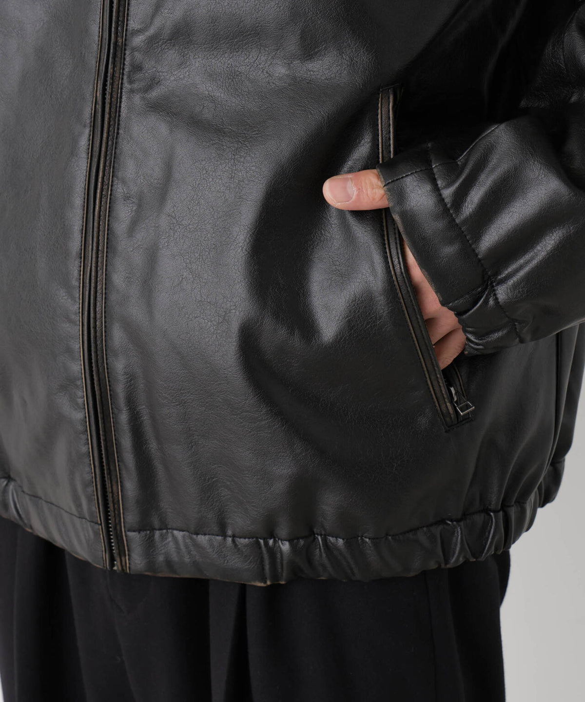 「SURPLUS」フェイクレザーフライトジャケット