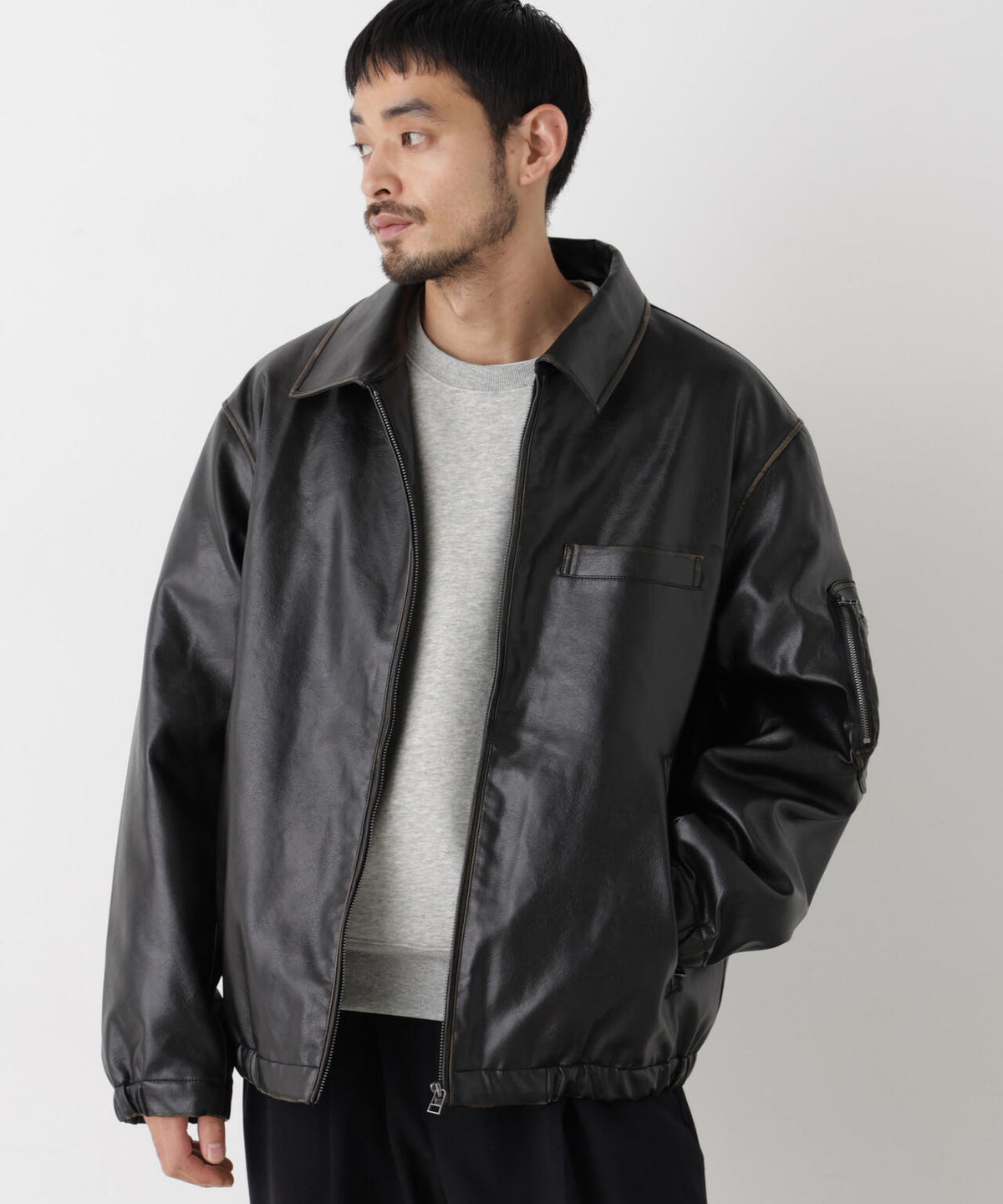 「SURPLUS」フェイクレザーフライトジャケット