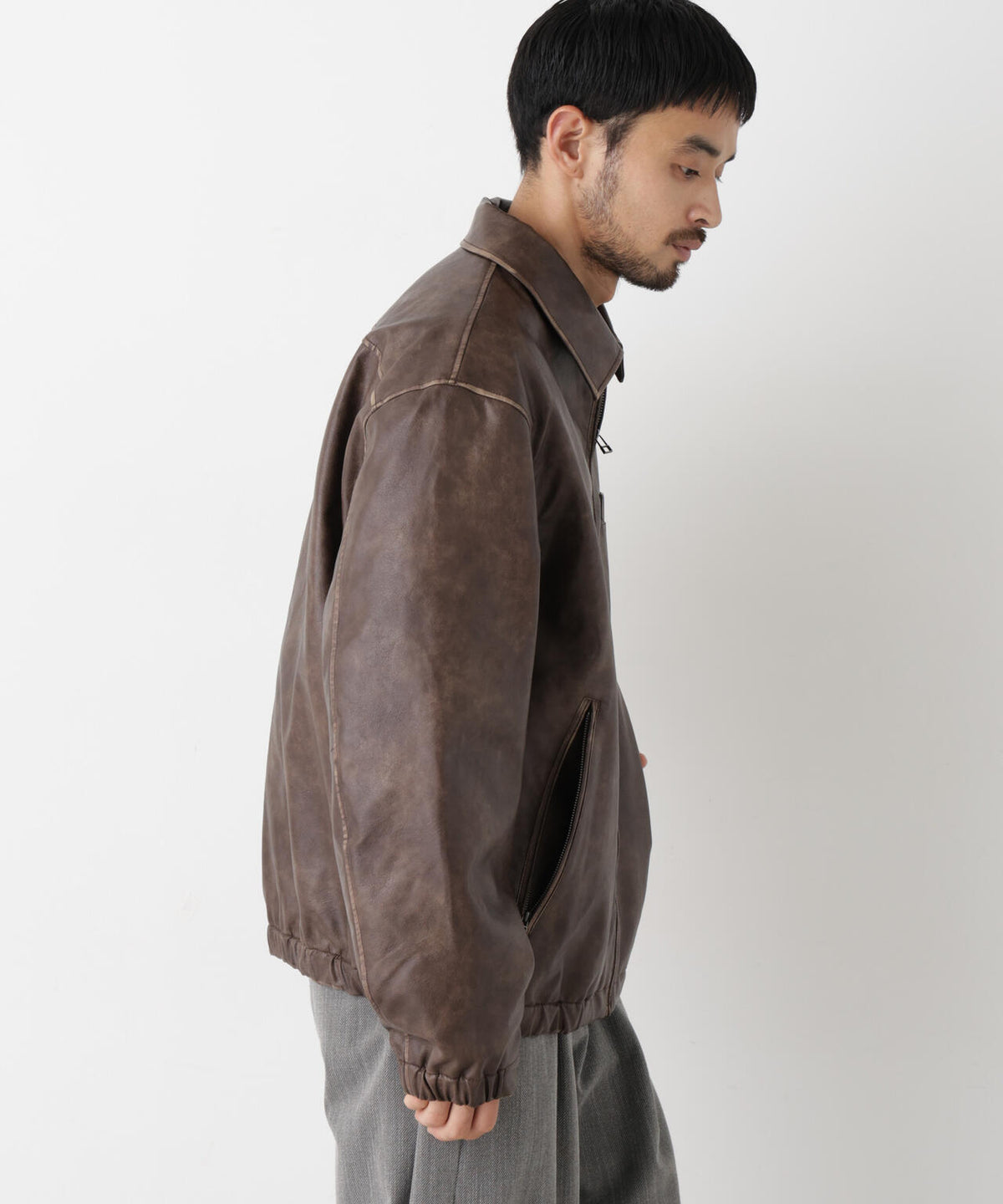 「SURPLUS」フェイクレザーフライトジャケット
