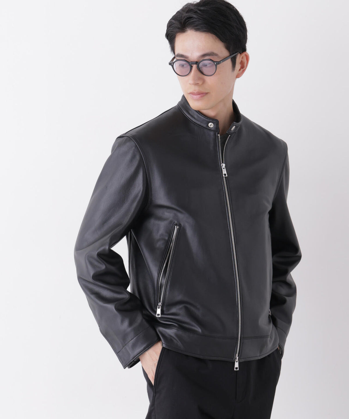 ラムナッパレザーシングルライダースジャケット