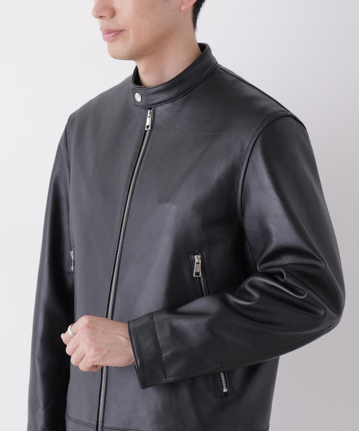 ラムナッパレザーシングルライダースジャケット