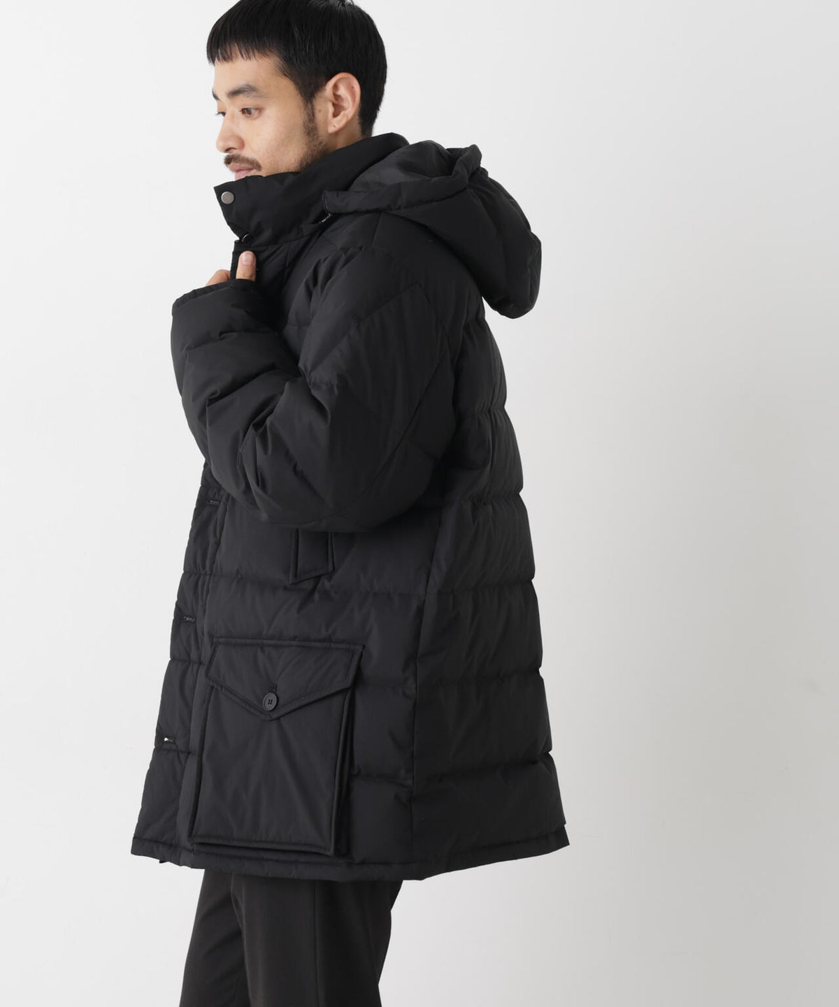 ALLIED FEATHER+DOWN ステッチミドルダウン フード脱着/撥水