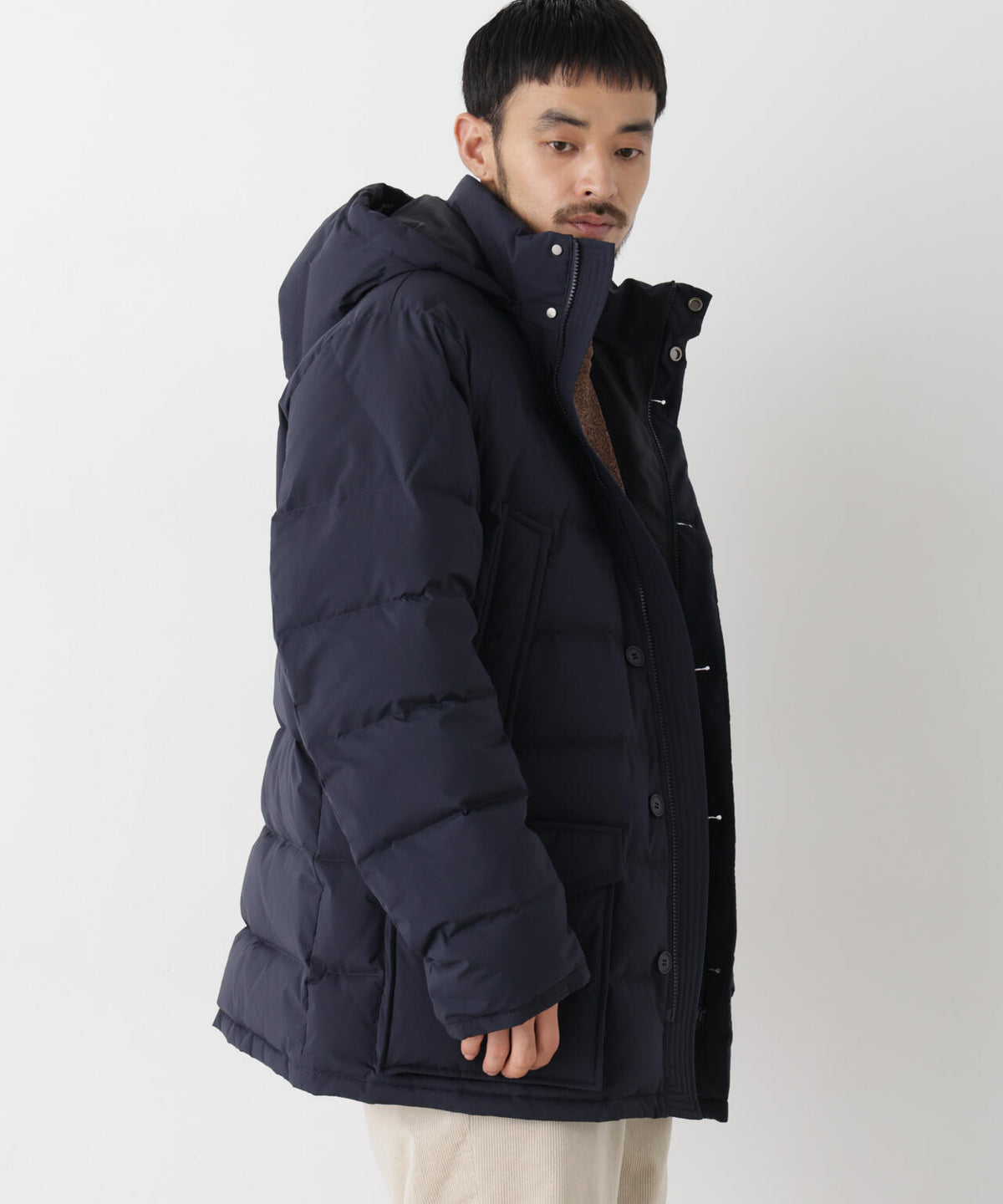 ALLIED FEATHER+DOWN ステッチミドルダウン フード脱着/撥水