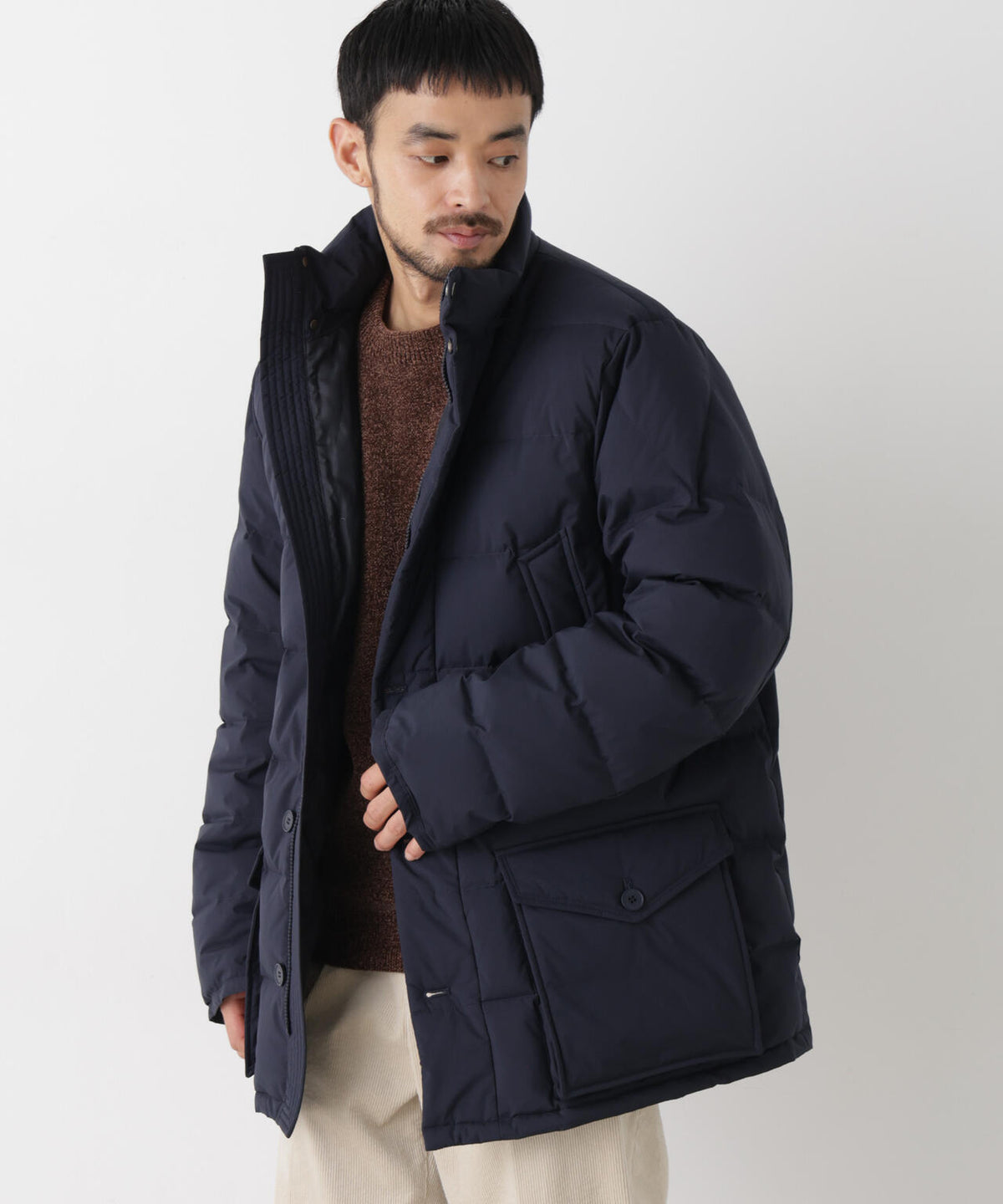 ALLIED FEATHER+DOWN ステッチミドルダウン フード脱着/撥水