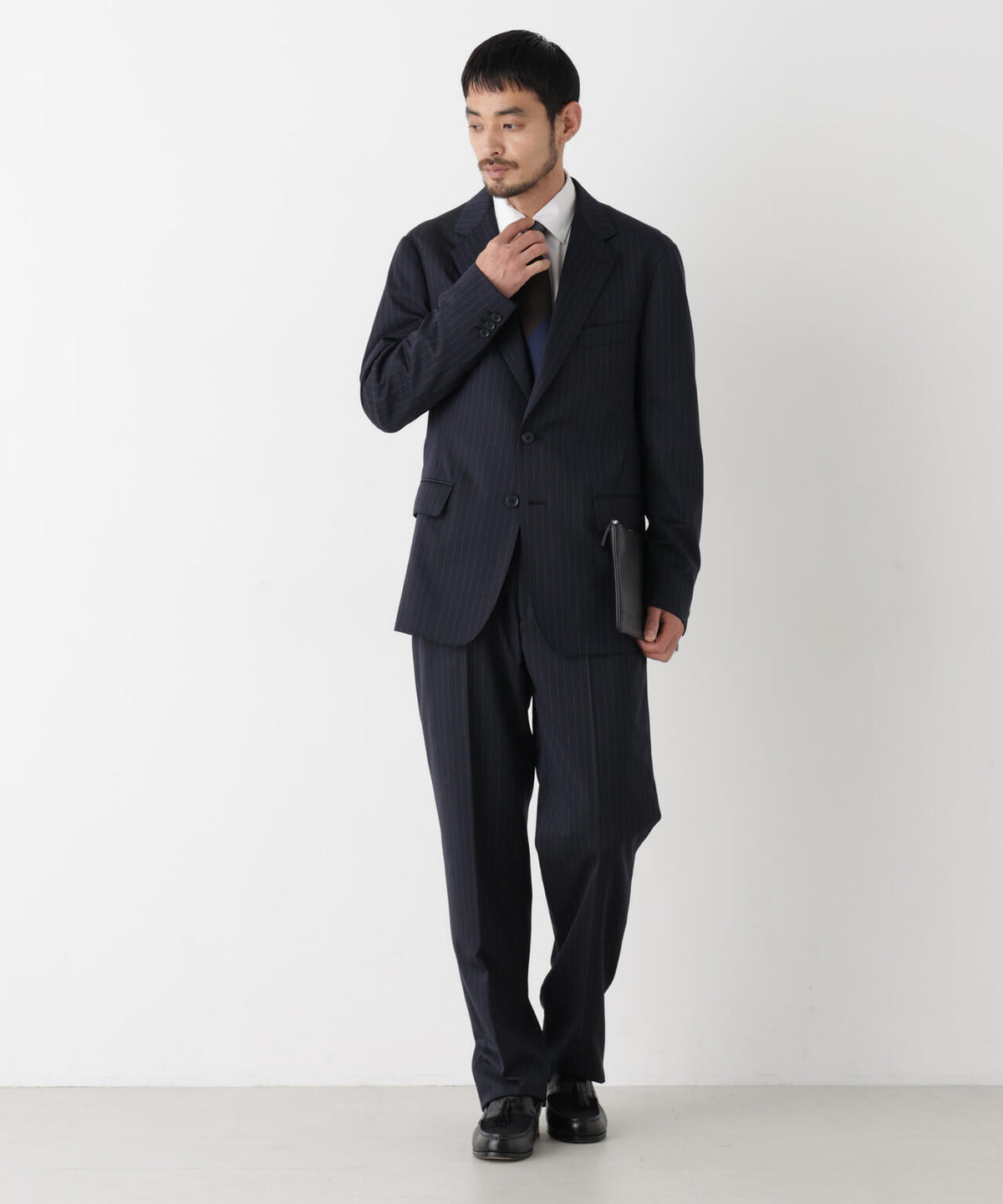 【形態安定】「DamerinoFormal」ウールPペンシルストライプJK/WASHABLE(セットアップ可)