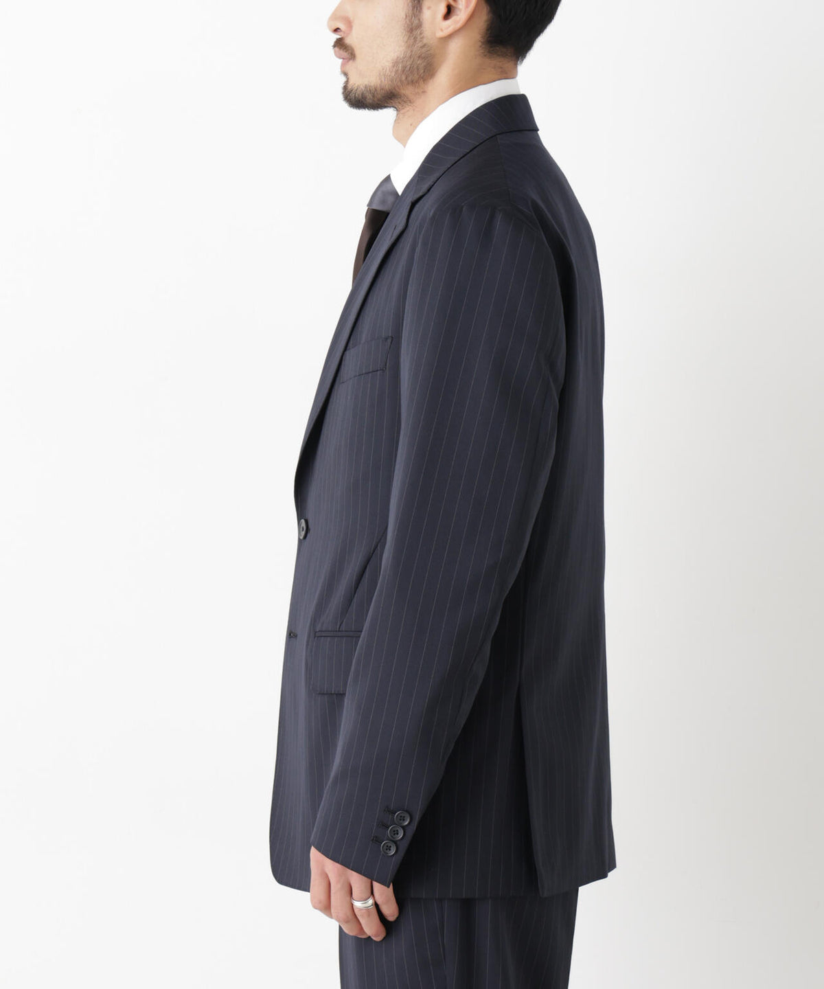 【形態安定】「DamerinoFormal」ウールPペンシルストライプJK/WASHABLE(セットアップ可)