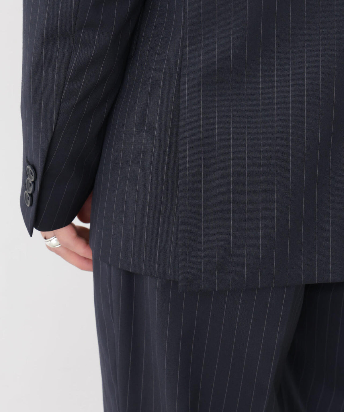 【形態安定】「DamerinoFormal」ウールPペンシルストライプJK/WASHABLE(セットアップ可)