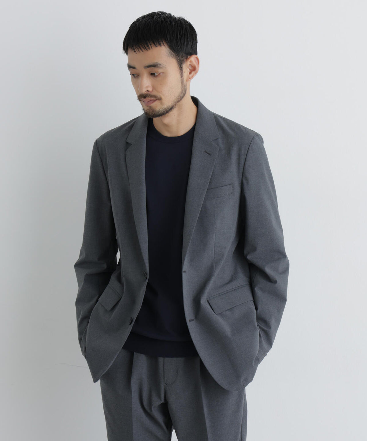 【ストレッチ/マシンウォッシャブル】「Damerino」ウールライクトロストレッチセットアップ/WASHABLE