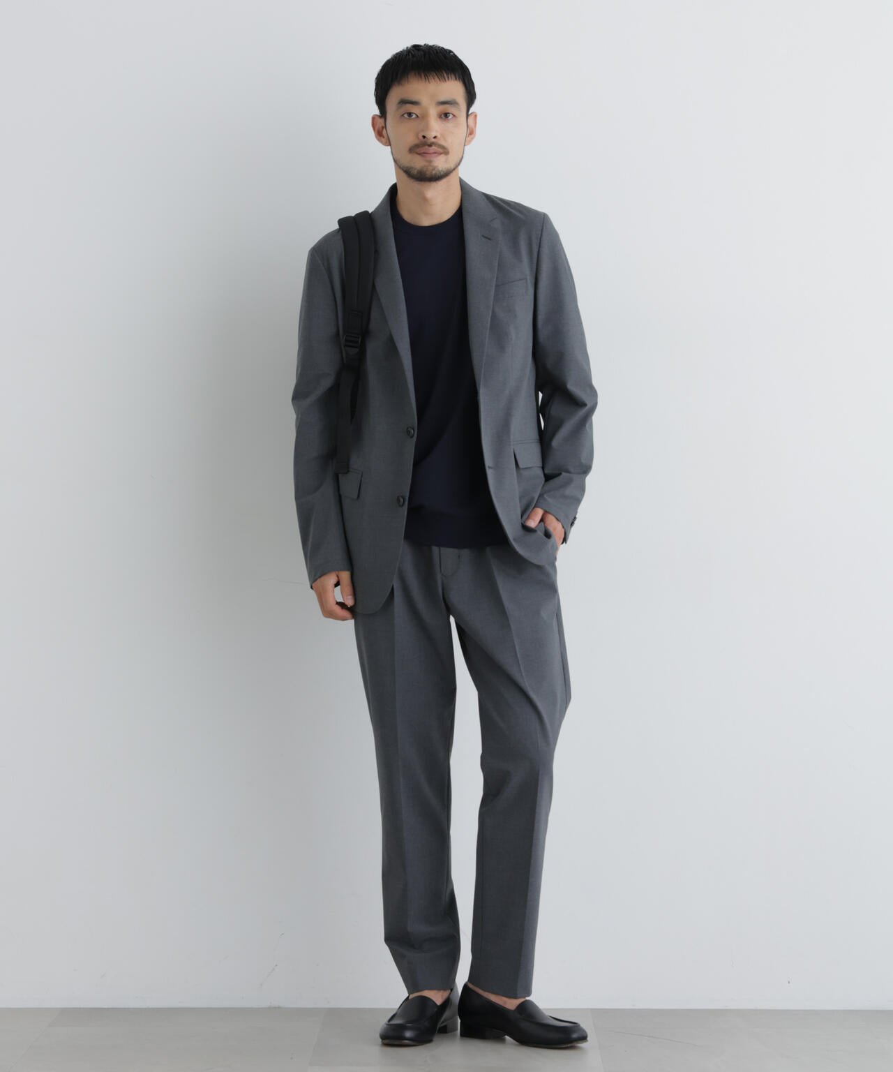 【大人気セットアップ】「Damerino」ウールライクトロストレッチセットアップ/WASHABLE