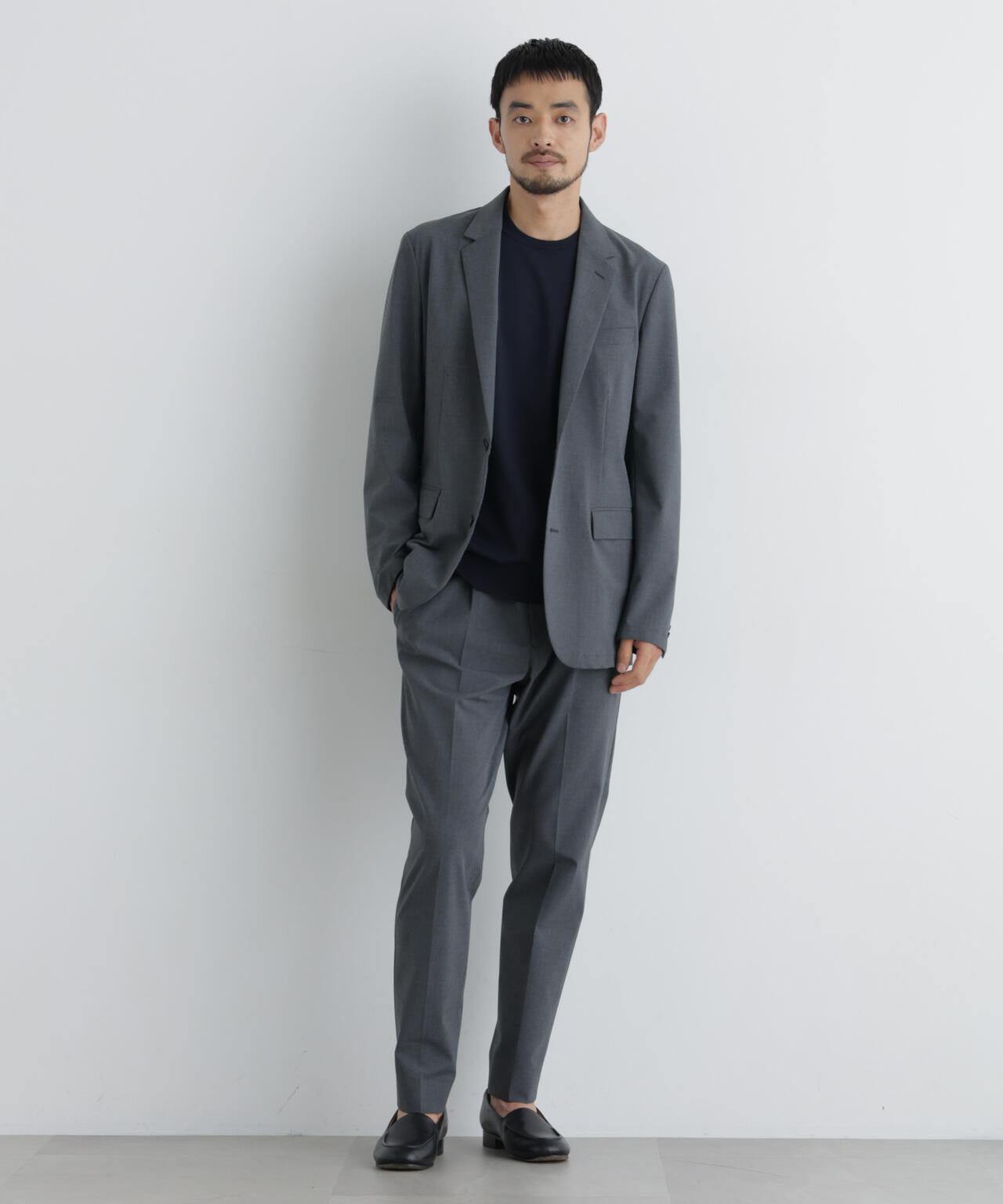 【大人気セットアップ】「Damerino」ウールライクトロストレッチセットアップ/WASHABLE