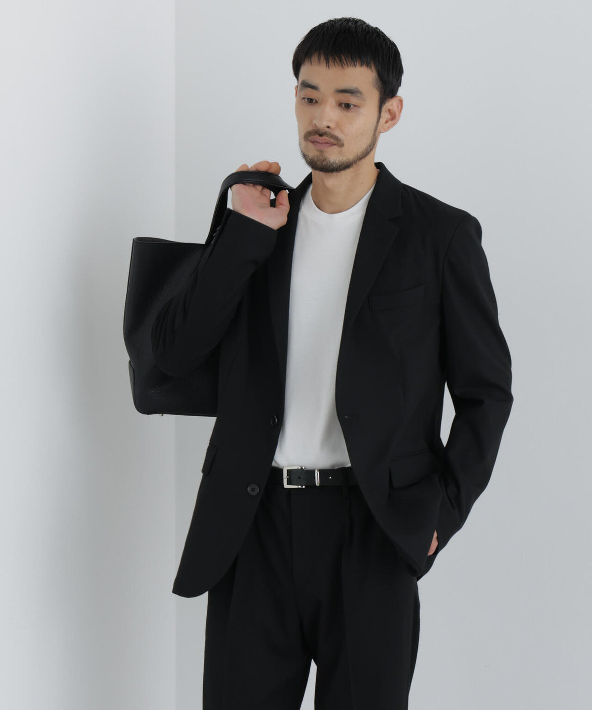 【ストレッチ/マシンウォッシャブル】「Damerino」 T/Rスラブストレッチセットアップ/WASHABLE