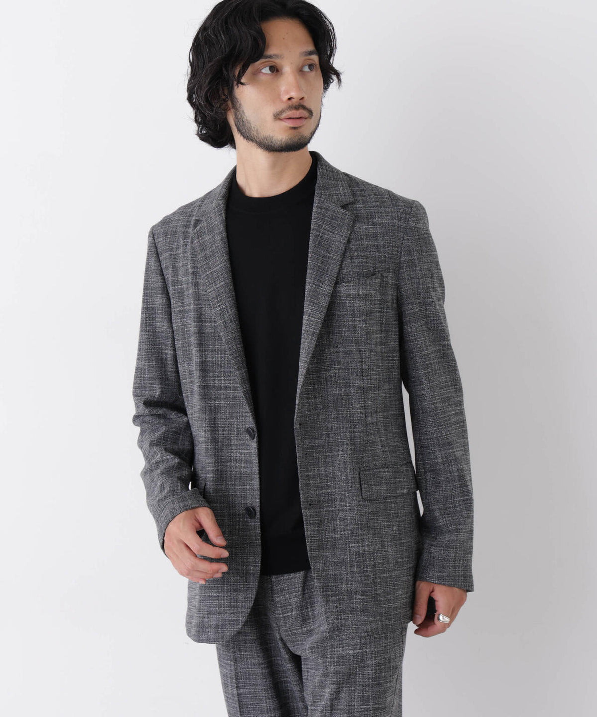 【ストレッチ/マシンウォッシャブル】「Damerino」 T/Rスラブストレッチセットアップ/WASHABLE
