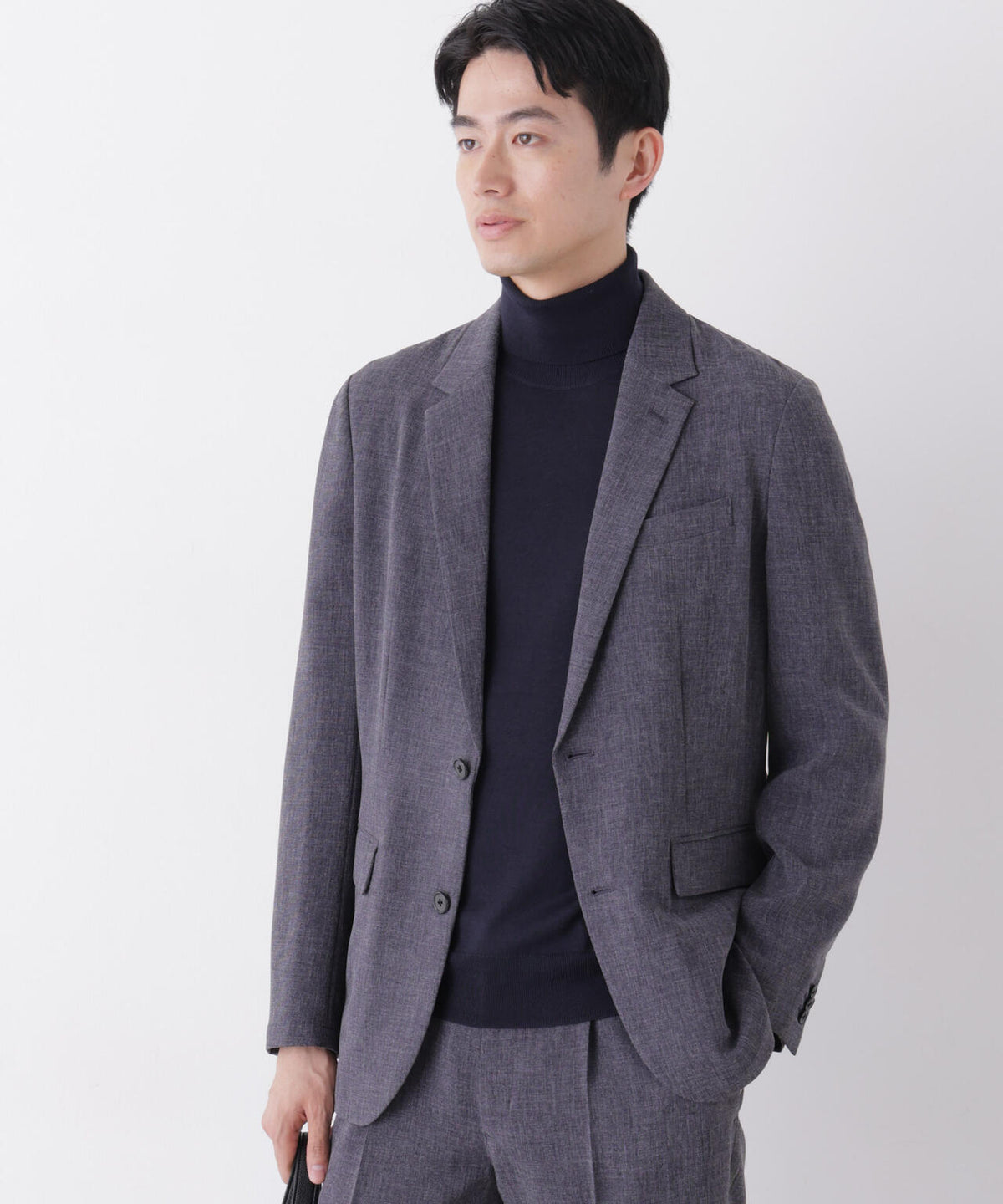 【形態安定】「Damerino」メランジエアシャークストレッチセットアップ