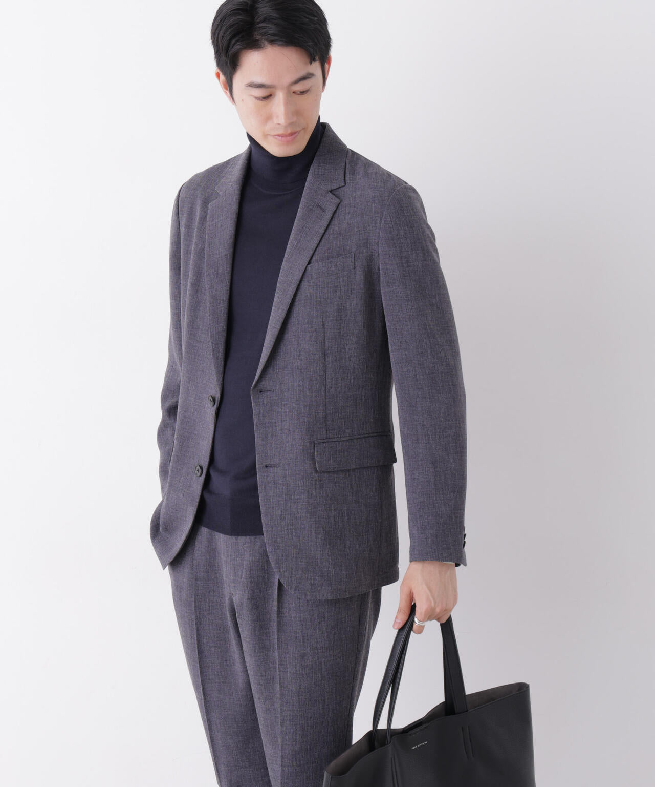 【大人気セットアップ】「Damerino」メランジエアシャークストレッチセットアップ/WASHABLE