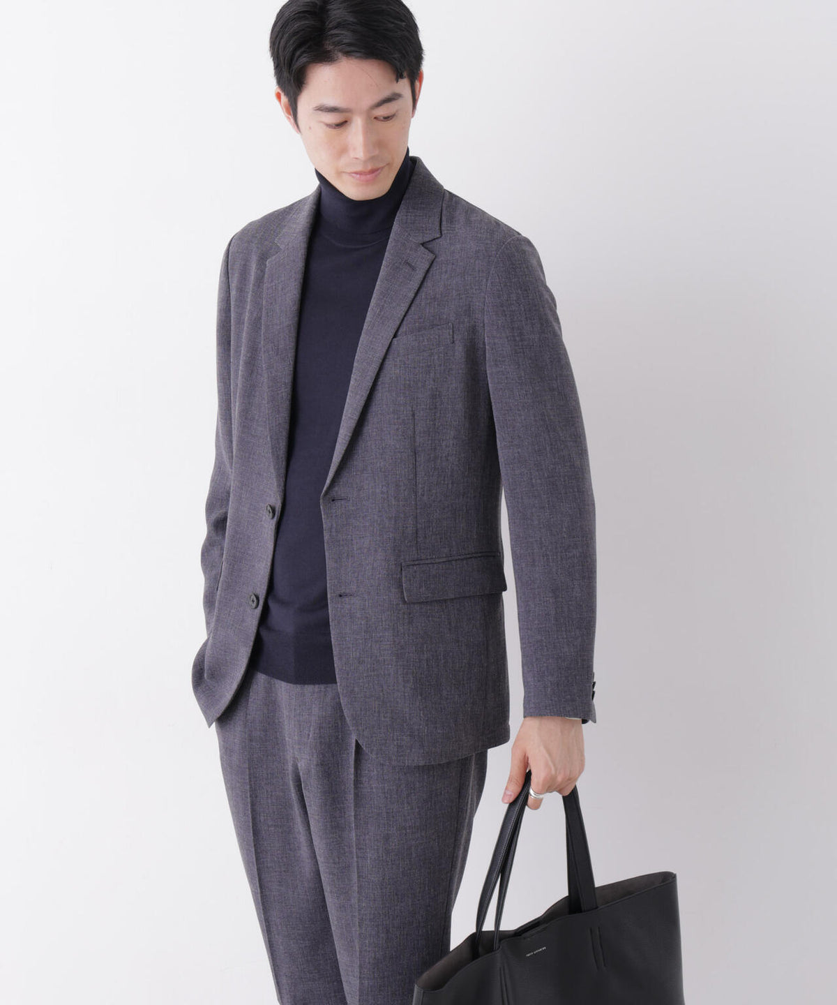 【形態安定】「Damerino」メランジエアシャークストレッチセットアップ