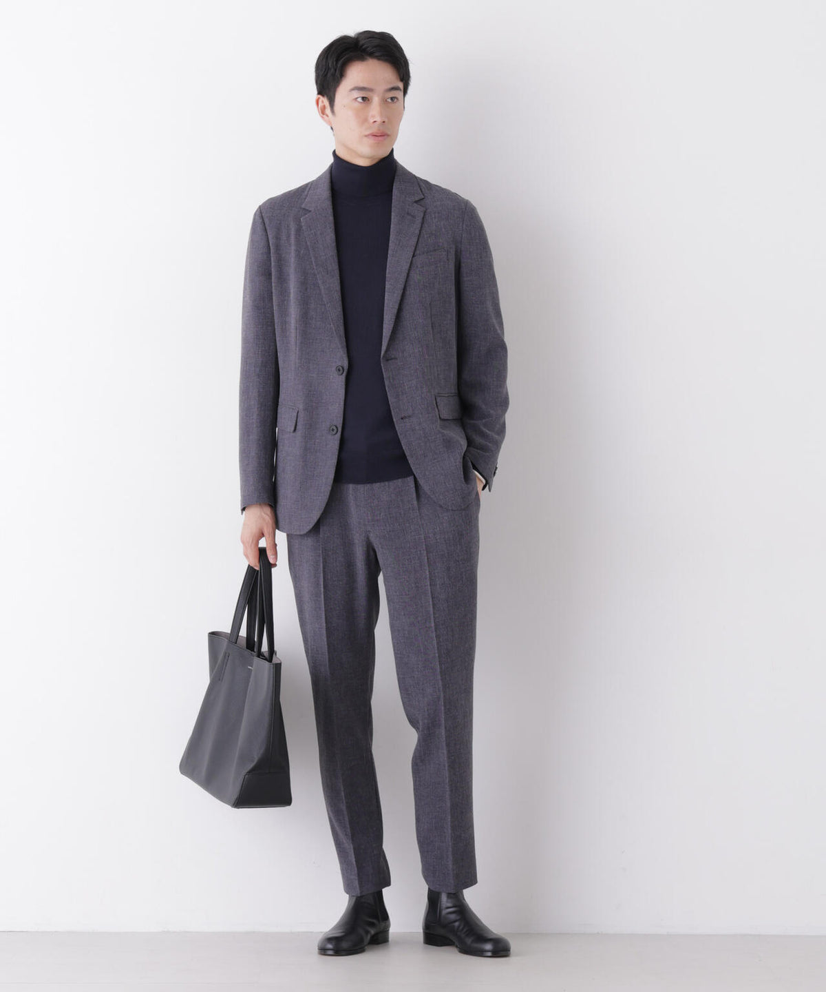 【形態安定】「Damerino」メランジエアシャークストレッチセットアップ