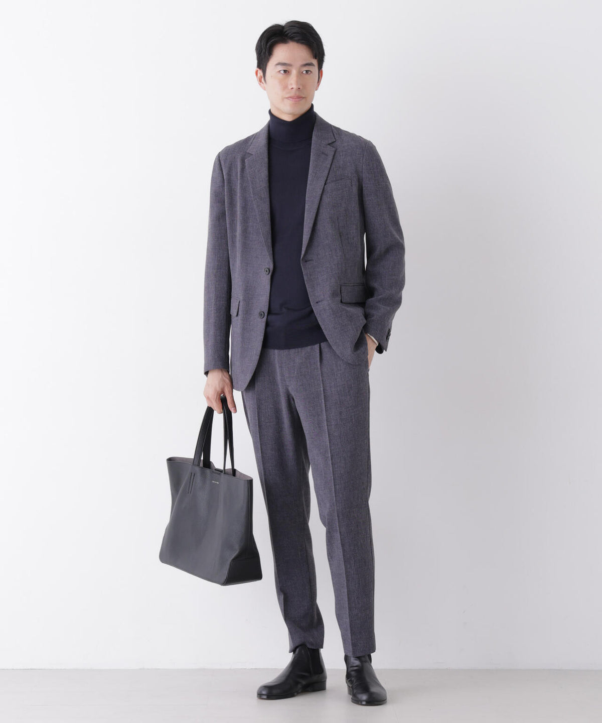 【形態安定】「Damerino」メランジエアシャークストレッチセットアップ