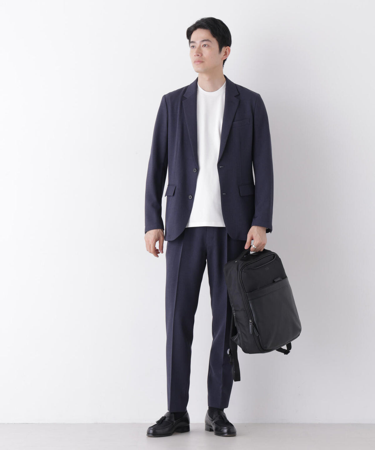【形態安定】「Damerino」メランジエアシャークストレッチセットアップ