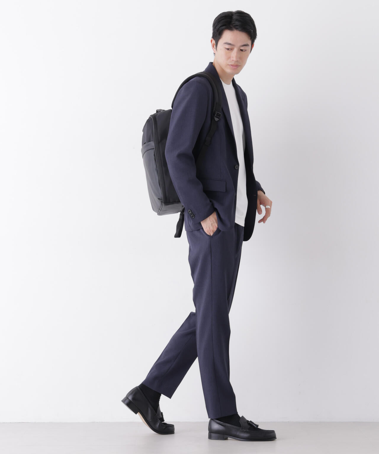 【大人気セットアップ】「Damerino」メランジエアシャークストレッチセットアップ/WASHABLE