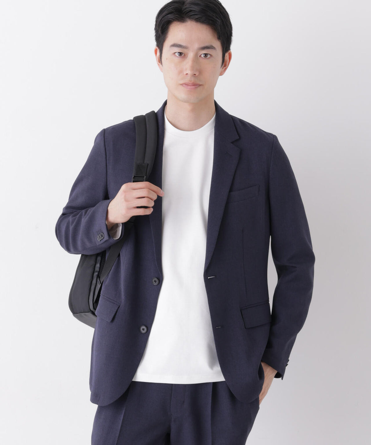 【形態安定】「Damerino」メランジエアシャークストレッチセットアップ